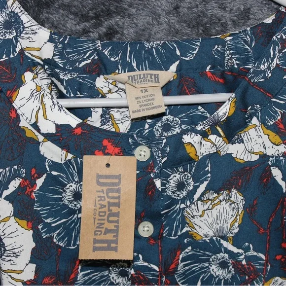 NWT Duluth Trading Co. Dark Teal Floral Tunic - Picture 3 of 7